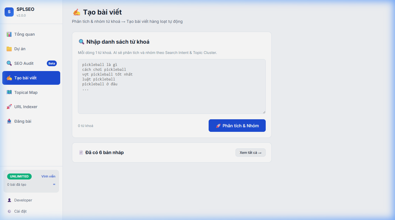 SPLSEO Pipeline — tạo bài viết từ keyword