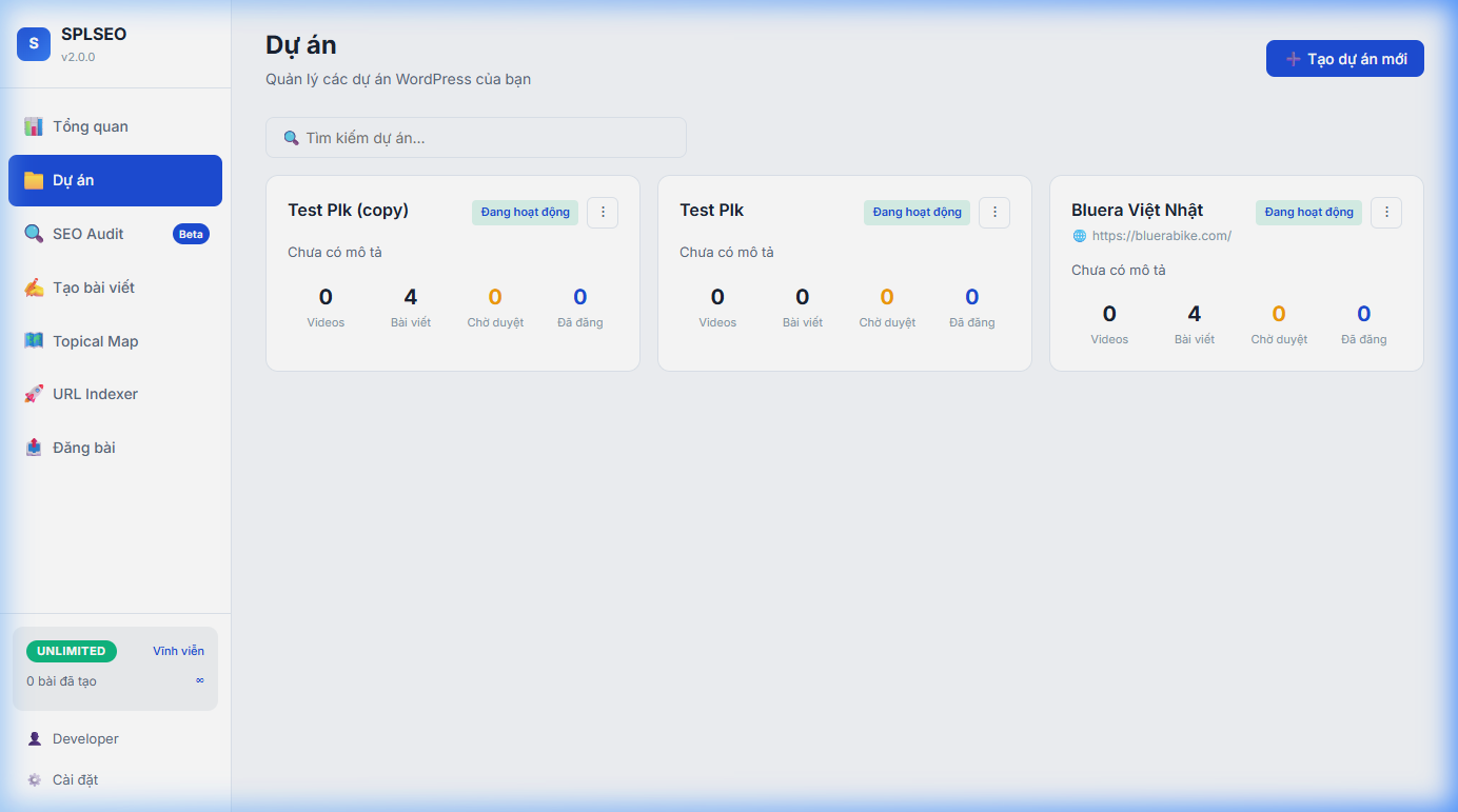 SPLSEO Projects — quản lý dự án WordPress